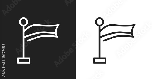 Plain flag icon. Linear black, white icon from poi public places collection. Outline plain flag vector. Thin line symbol isolated on white and black background