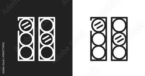 Semaphore lights icon. Linear black, white icon from signals set collection. Outline semaphore lights vector. Thin line symbol isolated on white and black background