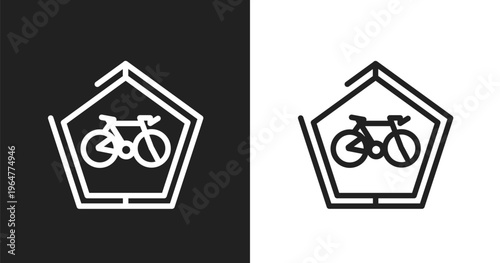 Ecological bicycle transport signal icon. Linear black, white icon from signals set collection. Outline ecological bicycle transport signal icon vector. Thin line symbol for use on web and mobile