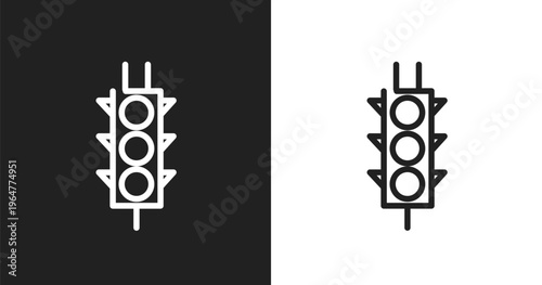 Semaphore traffic lights icon. Linear black, white icon from signals set collection. Outline semaphore traffic lights vector. Thin line symbol isolated on white and black background