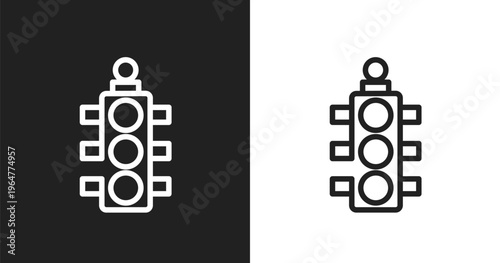 Semaphore light icon. Linear black, white icon from signals set collection. Outline semaphore light vector. Thin line symbol isolated on white and black background