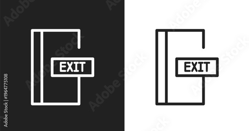 Emergency door signal icon. Linear black, white icon from signals set collection. Outline emergency door signal vector. Thin line symbol isolated on white and black background