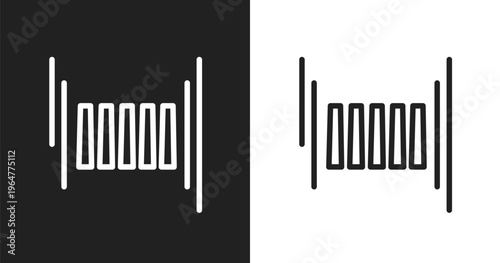 Zebra crossing icon. Linear black, white icon from driving school collection. Outline zebra crossing vector. Thin line symbol isolated on white and black background