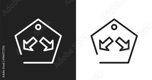 Keep in lane icon. Linear black, white icon from us road signs collection. Outline keep in lane vector. Thin line symbol isolated on white and black background