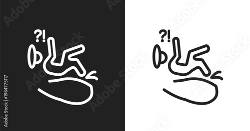 Slip icon. Linear black, white icon from us road signs collection. Outline slip vector. Thin line symbol isolated on white and black background