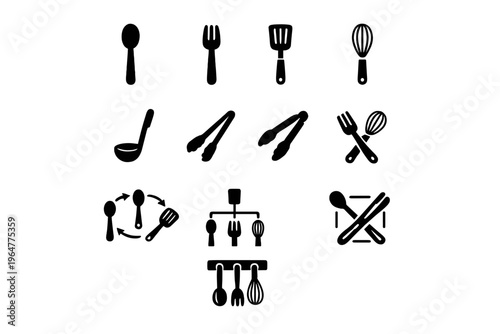 Simple utensils utensil vector generation symbol icons mixer fork icon image kitchen