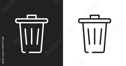Trash sign icon. Linear black, white icon from public services fill collection. Outline trash sign vector. Thin line symbol isolated on white and black background