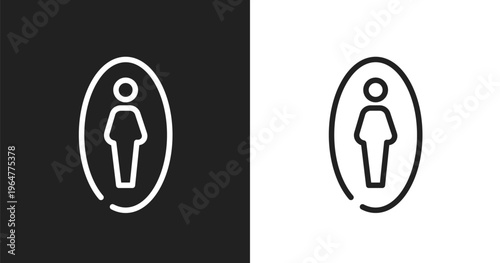 Men toilet icon. Linear black, white icon from public services fill collection. Outline men toilet vector. Thin line symbol isolated on white and black background