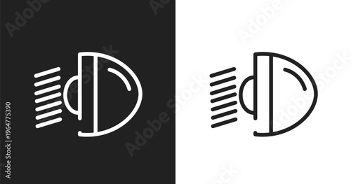 Car light icon. Linear black, white icon from parking collection. Outline car light vector. Thin line symbol isolated on white and black background