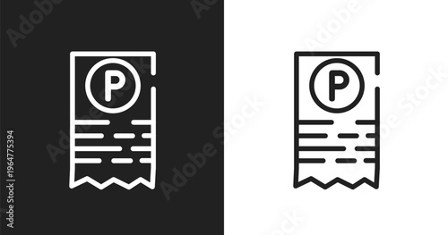 Parking ticket icon. Linear black, white icon from parking collection. Outline parking ticket vector. Thin line symbol isolated on white and black background