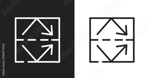 Reflective icon. Linear black, white icon from airport collection. Outline reflective vector. Thin line symbol isolated on white and black background