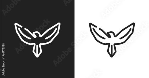 Hawk icon. Linear black, white icon from airport collection. Outline hawk vector. Thin line symbol isolated on white and black background