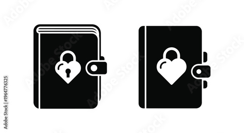 Locked diary and journal with heart shaped padlock Vector