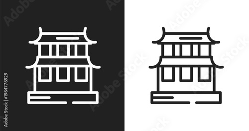 Hall of supreme harmony icon. Linear black, white icon from linear monuments collection. Outline hall of supreme harmony icon vector. Thin line symbol for use on web and mobile apps, logo, print