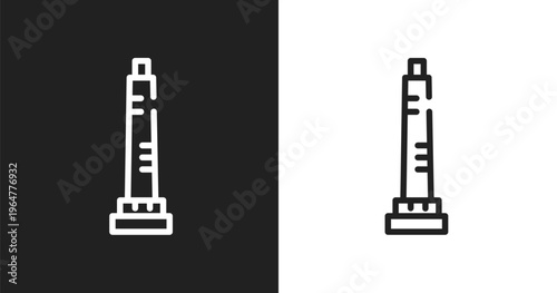 Walled obelisk icon. Linear black, white icon from linear monuments collection. Outline walled obelisk vector. Thin line symbol isolated on white and black background