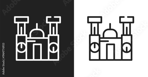 Cathedral of morelia icon. Linear black, white icon from linear monuments collection. Outline cathedral of morelia vector. Thin line symbol isolated on white and black background