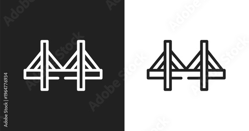 Zakim bridge icon. Linear black, white icon from linear monuments collection. Outline zakim bridge vector. Thin line symbol isolated on white and black background