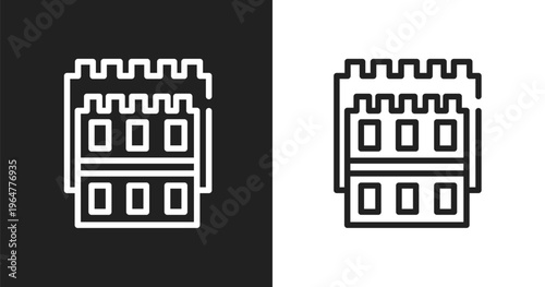 White tower of thessaloniki icon. Linear black, white icon from linear monuments collection. Outline white tower of thessaloniki icon vector. Thin line symbol for use on web and mobile apps, logo,