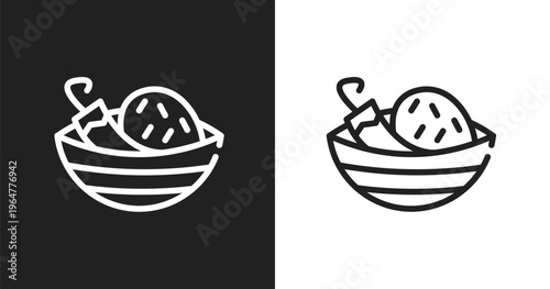 Spicy food icon. Linear black, white icon from restaurant elements collection. Outline spicy food vector. Thin line symbol isolated on white and black background
