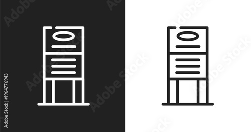 Daily specials board icon. Linear black, white icon from restaurant elements collection. Outline daily specials board vector. Thin line symbol isolated on white and black background