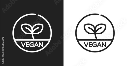 Vegetarian icon. Linear black, white icon from restaurant elements collection. Outline vegetarian vector. Thin line symbol isolated on white and black background