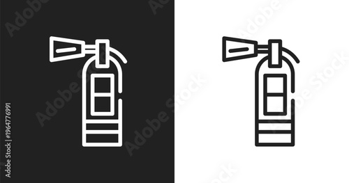 Extinguishing icon. Linear black, white icon from home automation collection. Outline extinguishing vector. Thin line symbol isolated on white and black background