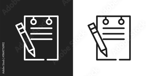 Padnote icon. Linear black, white icon from restaurant elements collection. Outline padnote vector. Thin line symbol isolated on white and black background