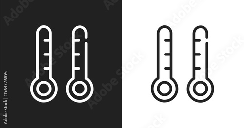 Thermometers icon. Linear black, white icon from home automation collection. Outline thermometers vector. Thin line symbol isolated on white and black background