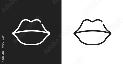 Big lips icon. Linear black, white icon from beautiful collection. Outline big lips vector. Thin line symbol isolated on white and black background