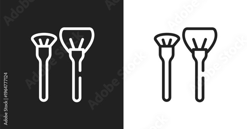 Make up brush icon. Linear black, white icon from beautiful collection. Outline make up brush vector. Thin line symbol isolated on white and black background