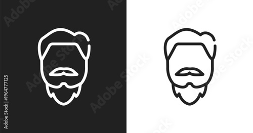 Man with goatbeard icon. Linear black, white icon from beauty collection. Outline man with goatbeard vector. Thin line symbol isolated on white and black background