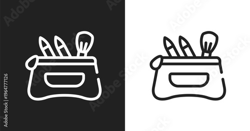 Cosmetic case icon. Linear black, white icon from beauty collection. Outline cosmetic case vector. Thin line symbol isolated on white and black background