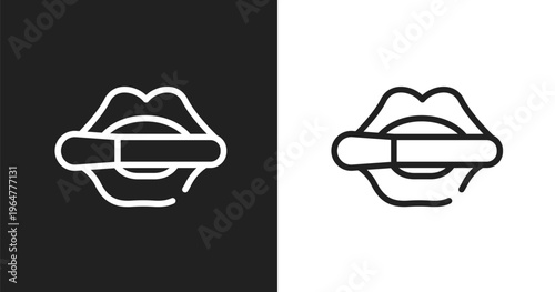 Women lipstick icon. Linear black, white icon from beautiful collection. Outline women lipstick vector. Thin line symbol isolated on white and black background