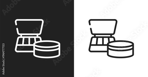 Cosmetics products icon. Linear black, white icon from beautiful collection. Outline cosmetics products vector. Thin line symbol isolated on white and black background