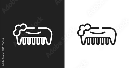 Hand comb icon. Linear black, white icon from beauty collection. Outline hand comb vector. Thin line symbol isolated on white and black background