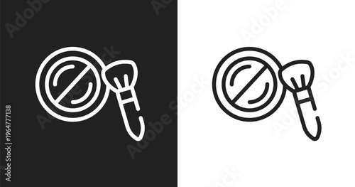 Cheek brush icon. Linear black, white icon from beauty collection. Outline cheek brush vector. Thin line symbol isolated on white and black background