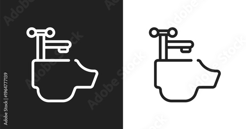 Hair washing sink icon. Linear black, white icon from beauty collection. Outline hair washing sink vector. Thin line symbol isolated on white and black background