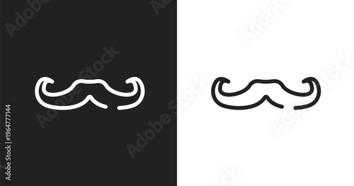 Long hipster moustache icon. Linear black, white icon from beauty collection. Outline long hipster moustache vector. Thin line symbol isolated on white and black background