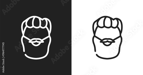 Man with moustache and bear icon. Linear black, white icon from beauty collection. Outline man with moustache and bear icon vector. Thin line symbol for use on web and mobile apps, logo, print