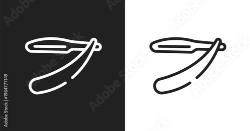 Barber knife icon. Linear black, white icon from beauty collection. Outline barber knife vector. Thin line symbol isolated on white and black background