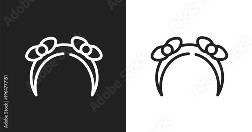 Headbands icon. Linear black, white icon from beauty collection. Outline headbands vector. Thin line symbol isolated on white and black background