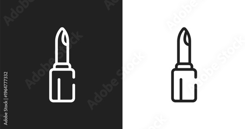 Lipstick cosmetic icon. Linear black, white icon from beauty collection. Outline lipstick cosmetic vector. Thin line symbol isolated on white and black background