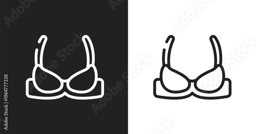 Brassiere icon. Linear black, white icon from beauty and fashion collection. Outline brassiere vector. Thin line symbol isolated on white and black background