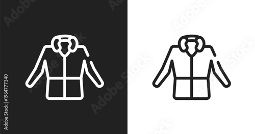 Parka icon. Linear black, white icon from beauty and fashion collection. Outline parka vector. Thin line symbol isolated on white and black background