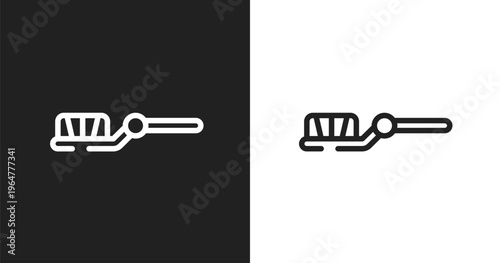 Teeth brush icon. Linear black, white icon from beauty and fashion collection. Outline teeth brush vector. Thin line symbol isolated on white and black background