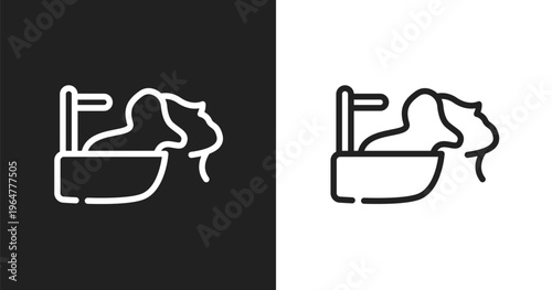 Hair washing icon. Linear black, white icon from hair salon pictograms collection. Outline hair washing vector. Thin line symbol isolated on white and black background