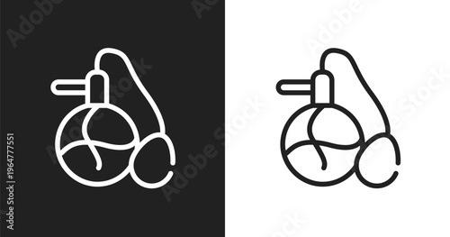 Parfum icon. Linear black, white icon from barbershop elements collection. Outline parfum vector. Thin line symbol isolated on white and black background