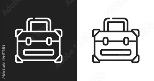 Vanity case icon. Linear black, white icon from linear beauty elements collection. Outline vanity case vector. Thin line symbol isolated on white and black background