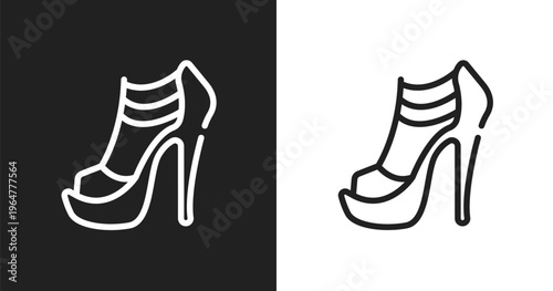 High heel icon. Linear black, white icon from linear beauty elements collection. Outline high heel vector. Thin line symbol isolated on white and black background
