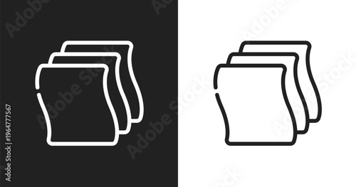 Cleaning wipes icon. Linear black, white icon from beauty kit collection. Outline cleaning wipes vector. Thin line symbol isolated on white and black background